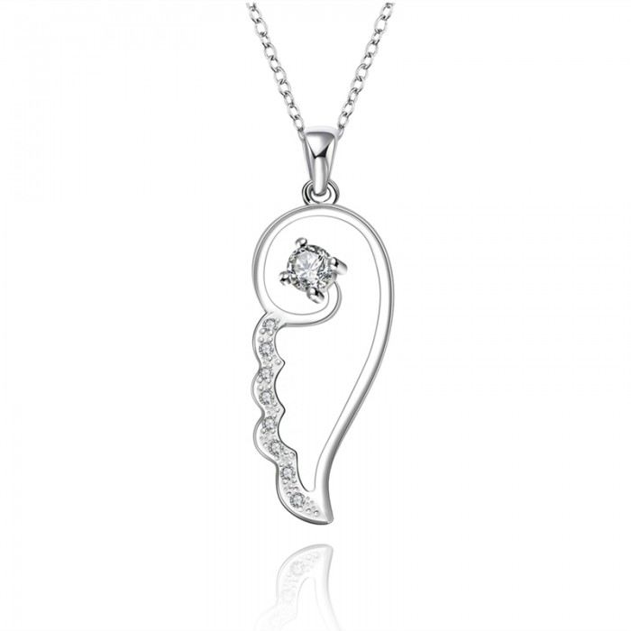 SN636 Hot Silver Jewelry Crystal Angel Wing Pendants Necklace