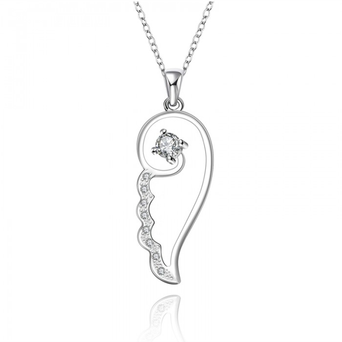 SN636 Hot Silver Jewelry Crystal Angel Wing Pendants Necklace
