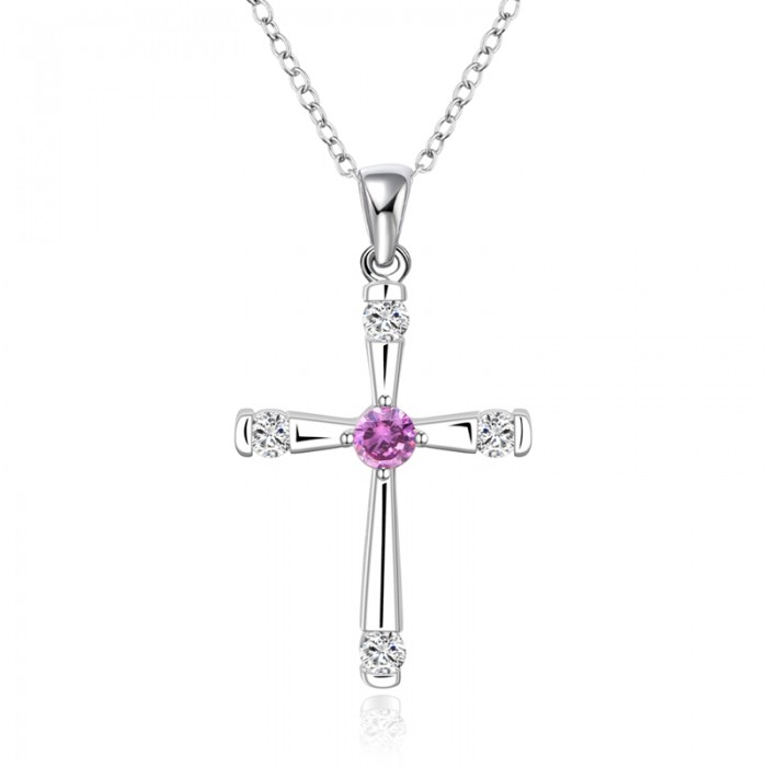 SN656 Fashion Silver Jewelry Crystal Cross Pendants Necklace