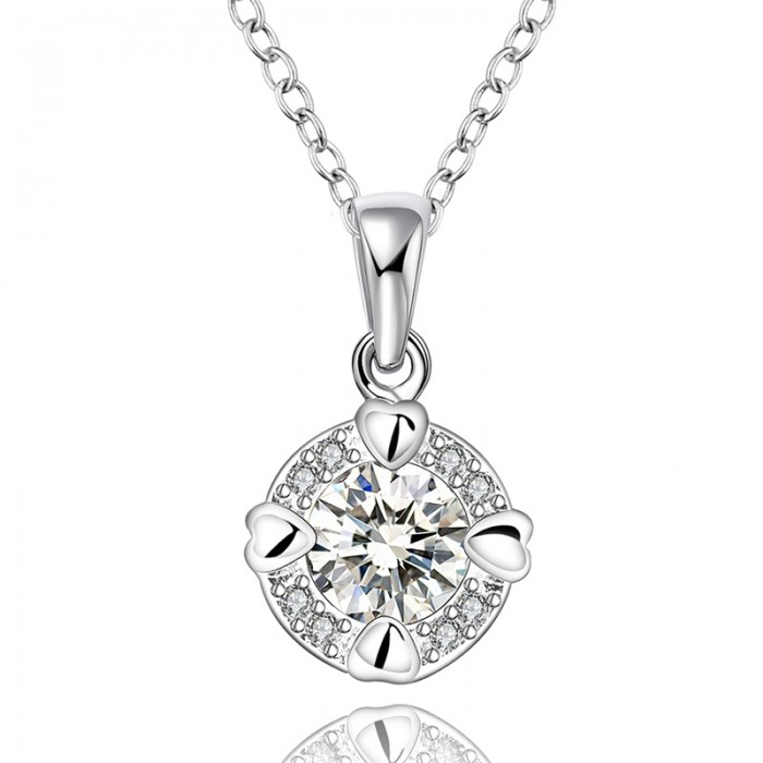 SN665-A Fashion Silver Jewelry Crystal Round Pendants Necklace