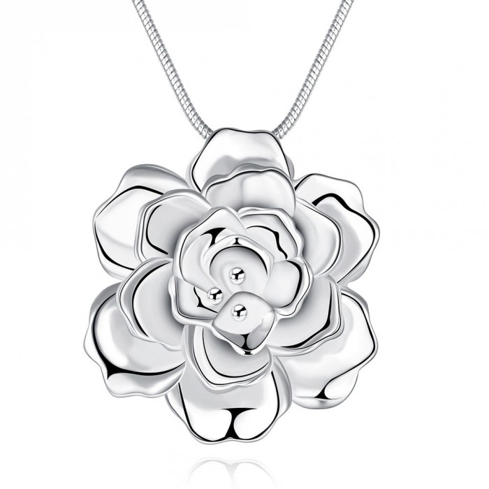 SN773 Fashion Silver Jewelry Flower Pendants Necklace For Women