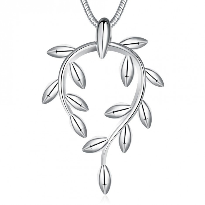 SN789 Fashion Silver Jewelry Leaf Pendants Necklace For Women