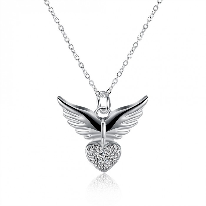 SN905 Fashion Silver Jewelry Crystal Heart Pendants Necklace