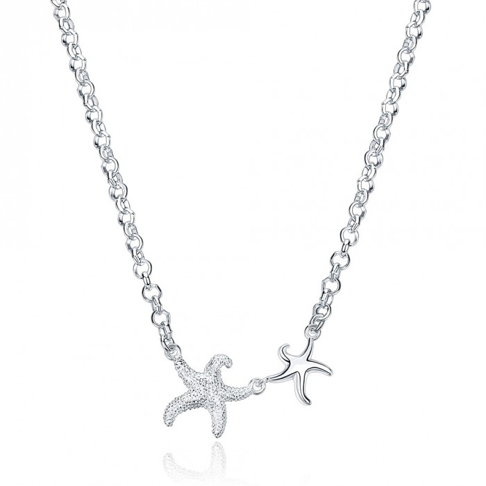 SN909 Hot Silver Jewelry Starfish Pendants Necklace For Women