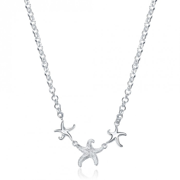 SN910 Hot Silver Jewelry Starfish Pendants Necklace For Women