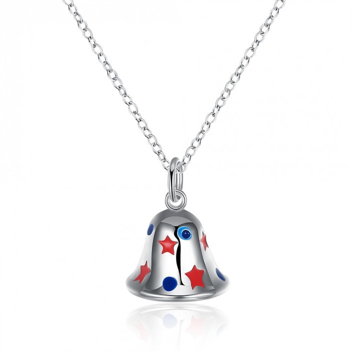 SN917-A Fashion Silver Jewelry Christmas Bell Pendants Necklace