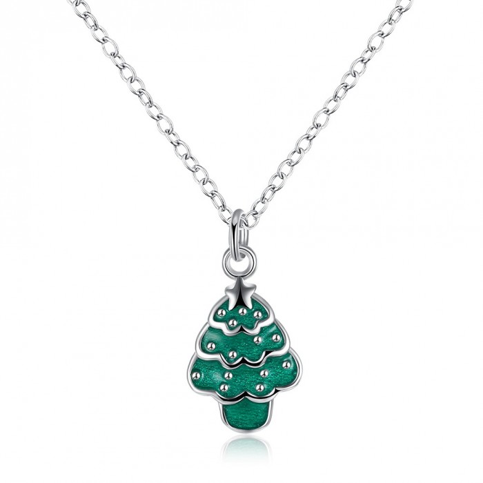 SN920-A Fashion Silver Jewelry Christmas Tree Pendants Necklace
