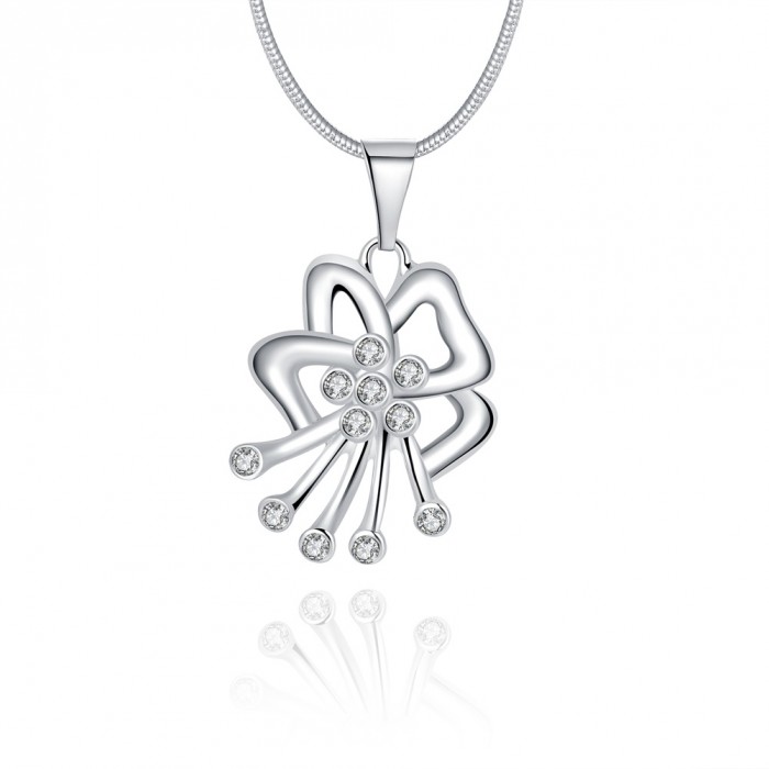 SN952 Hot Silver Jewelry Crystal Butterfly Pendants Necklace