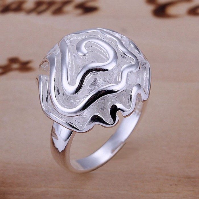 SR005 Fashion Silver Jewelry Rose Rings For Women