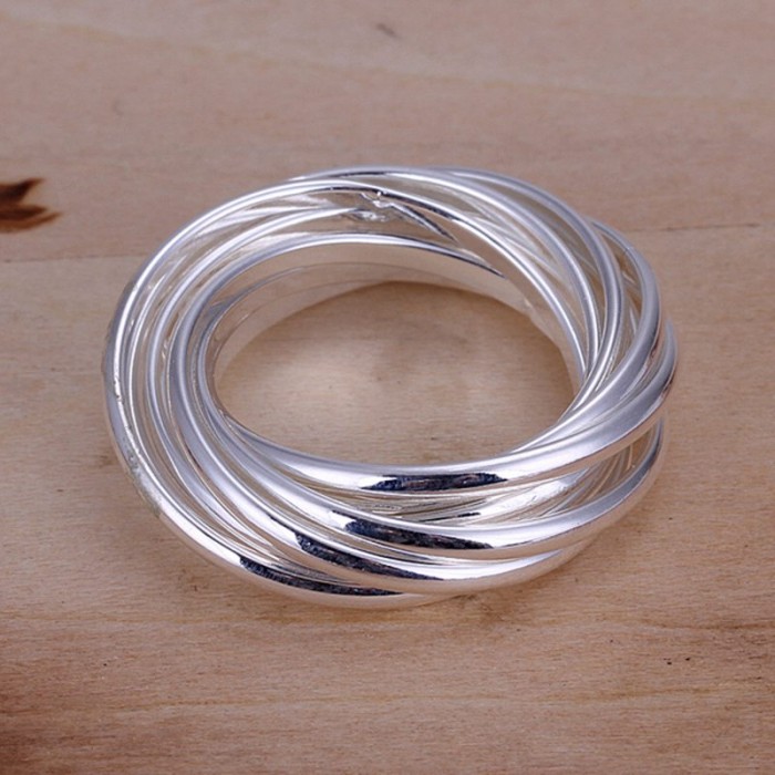 SR007 Fashion Silver Jewelry 9Circle Rings Men Women