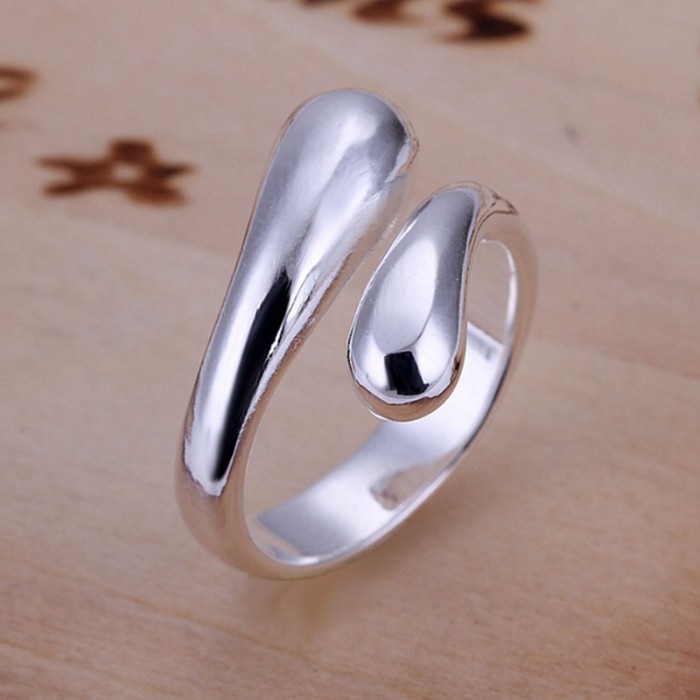 SR012 Fashion Silver Jewelry Waterdrop Rings Men Women