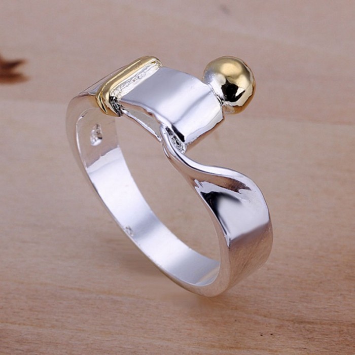 SR021 Fashion Silver Jewelry Gold Knot Rings Men Women