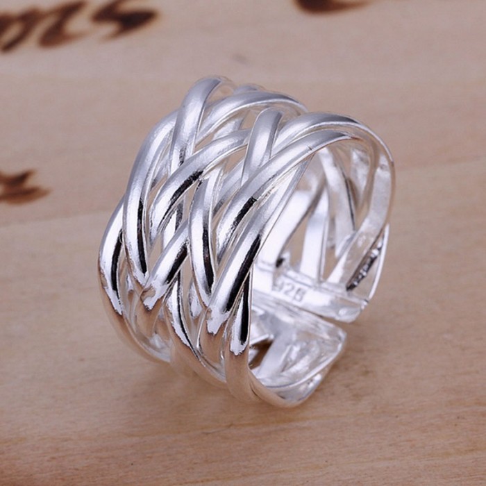 SR022 Fashion Silver Jewelry Weave Rings For Women