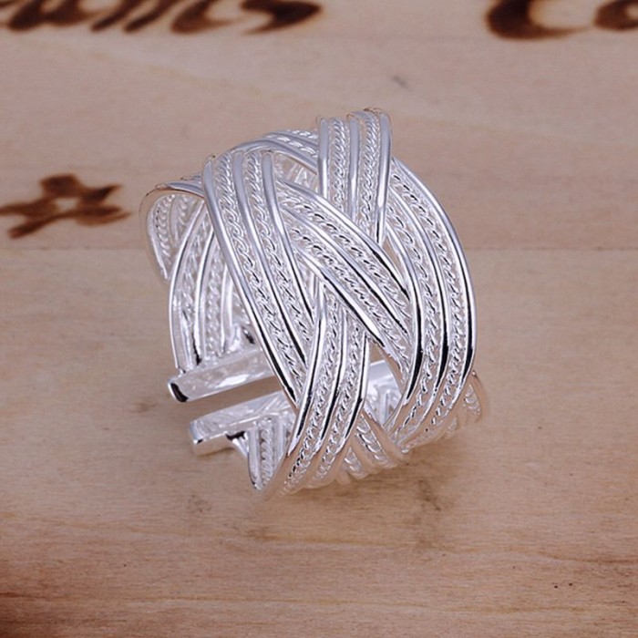 SR024 Fashion Silver Jewelry Weave Rings For Women