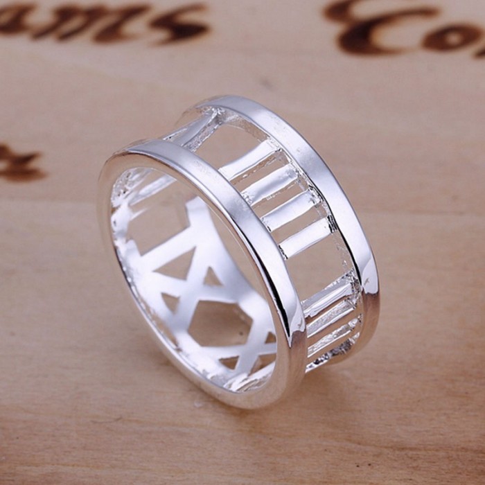 SR026 Fashion Silver Jewelry Roman Rings Men Women