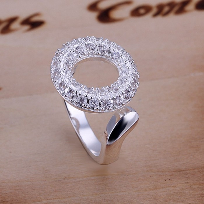 SR028 Fashion Silver Jewelry Crystal O Rings Men Women