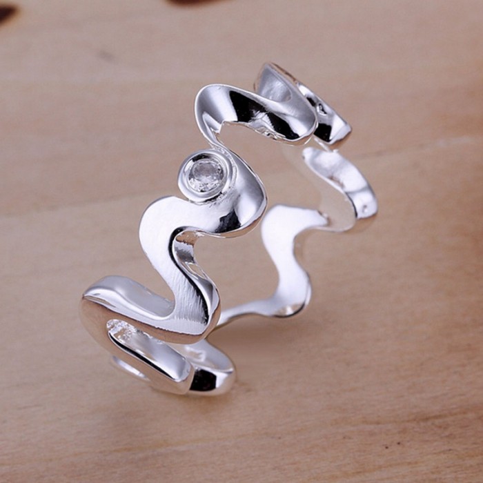 SR029 Fashion Silver Jewelry Crystal Snake Rings Men Women