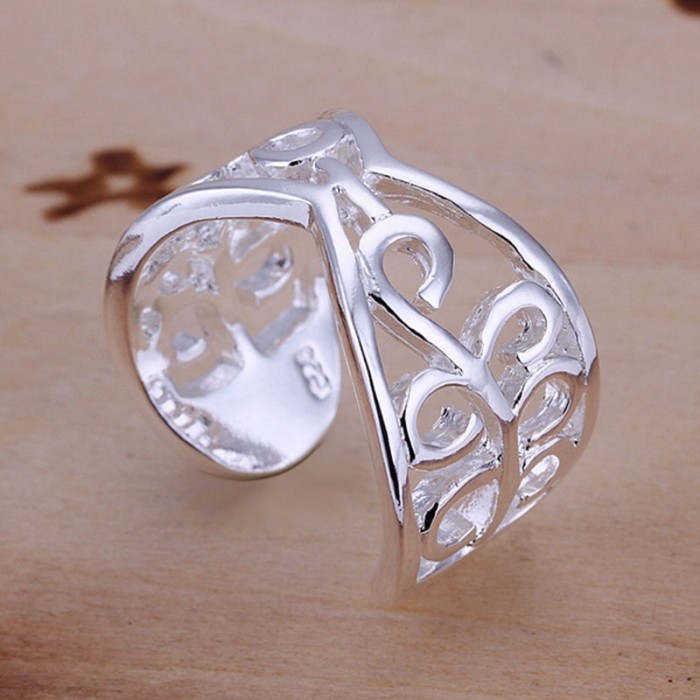 SR033 Fashion Silver Jewelry Flower Rings For Women