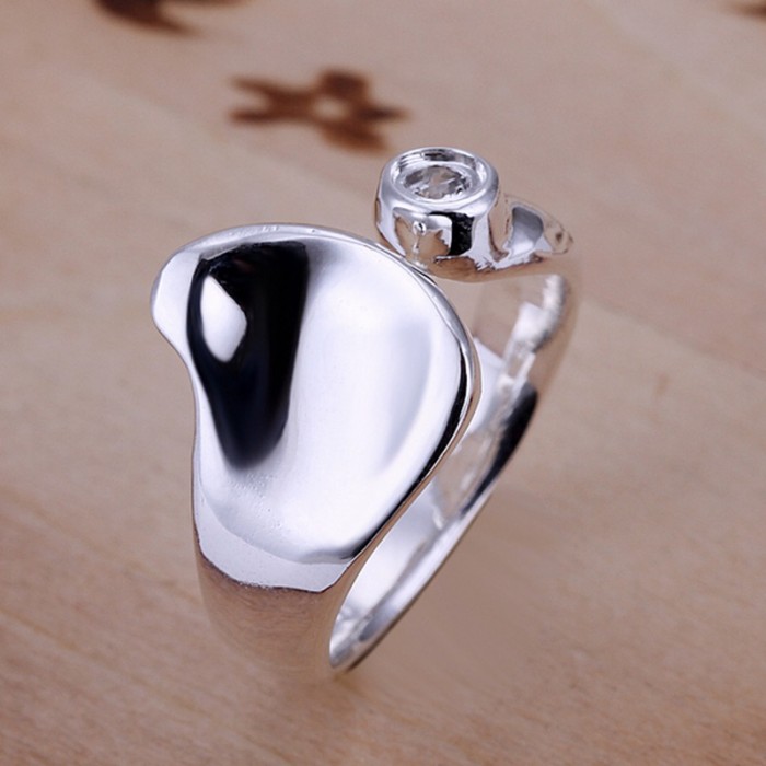 SR047 Fashion Silver Jewelry Crystal Heart Rings For Women