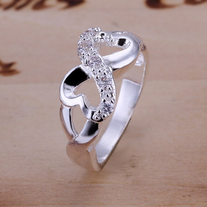 SR049 Fashion Silver Jewelry Crystal "8" Rings For Women