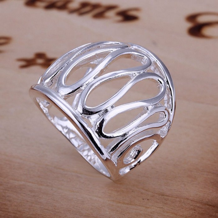 SR059 Fashion Silver Jewelry Geometry Rings Men Women