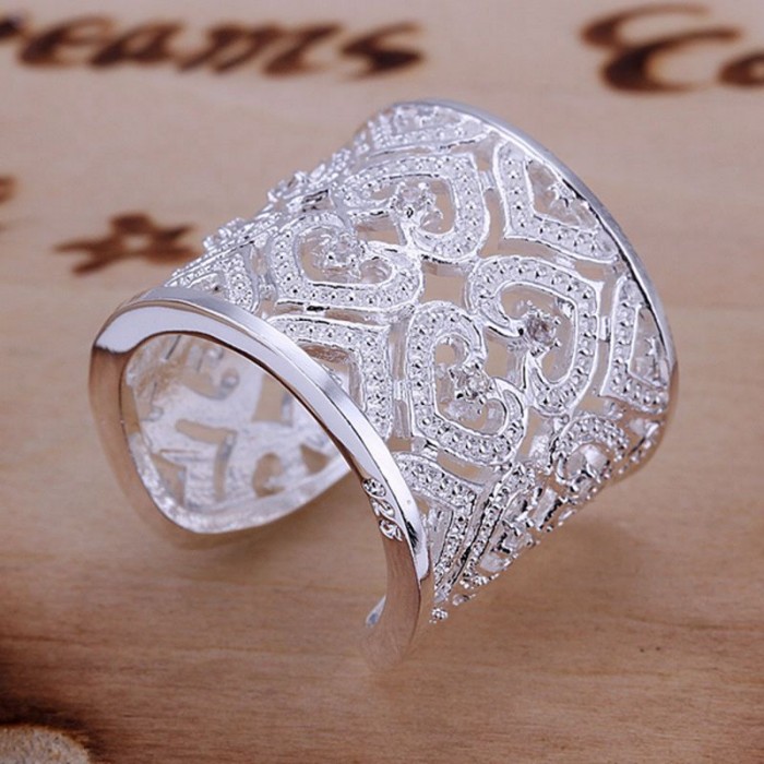 SR106 Fashion Silver Jewelry Crystal Heart Rings For Women