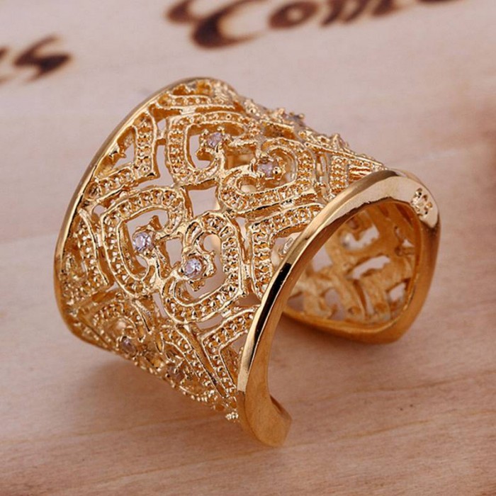 SR107 Fashion Silver Jewelry Gold Crystal Heart Rings Men Women