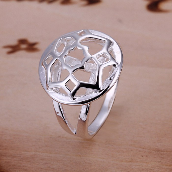 SR114 Fashion Silver Jewelry Flower Rings For Women