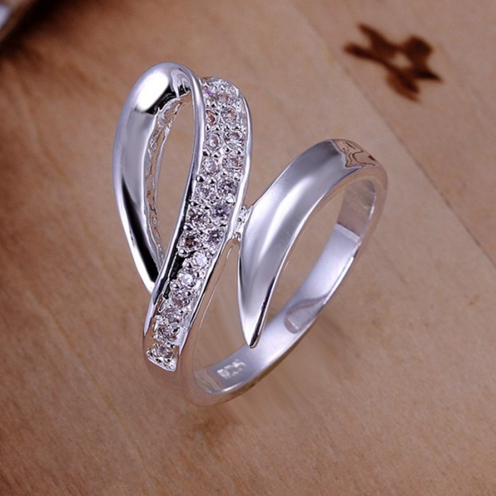 SR131 Fashion Silver Jewelry Crystal Geometry Rings For Women