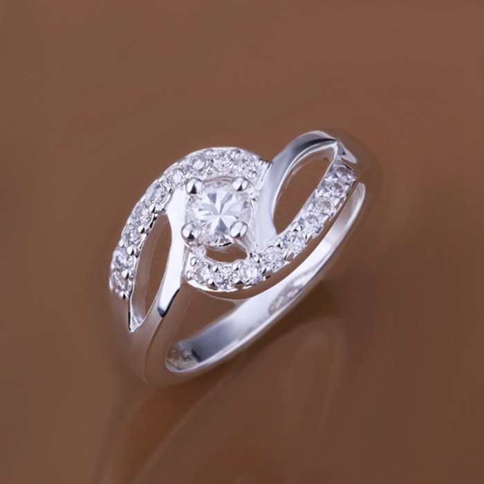 SR142 Fashion Silver Jewelry Crystal Geometry Rings For Women