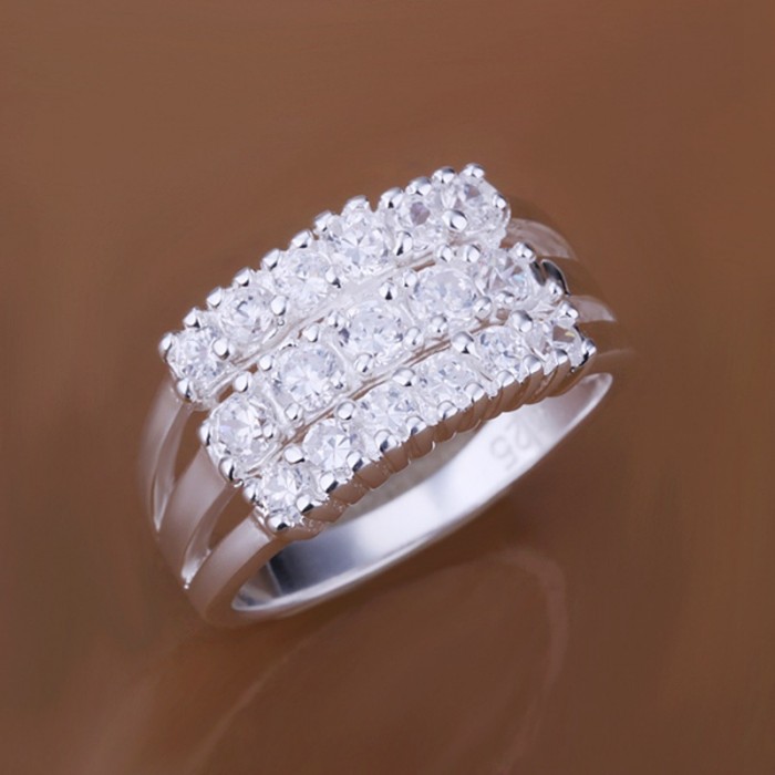 SR143 Fashion Silver Jewelry Crystal Geometry Rings For Women