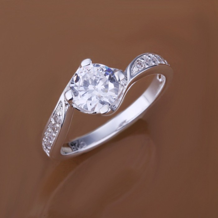 SR148 Fashion Silver Jewelry Crystal Geometry Rings For Women