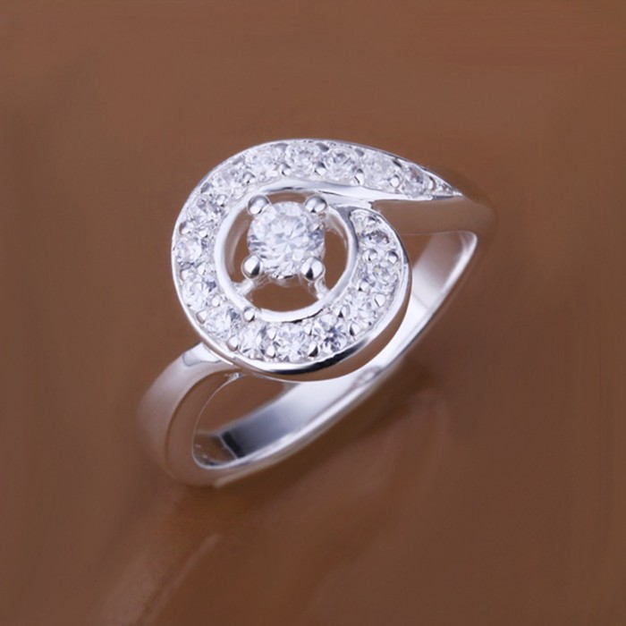 SR149 Fashion Silver Jewelry Crystal Geometry Rings For Women