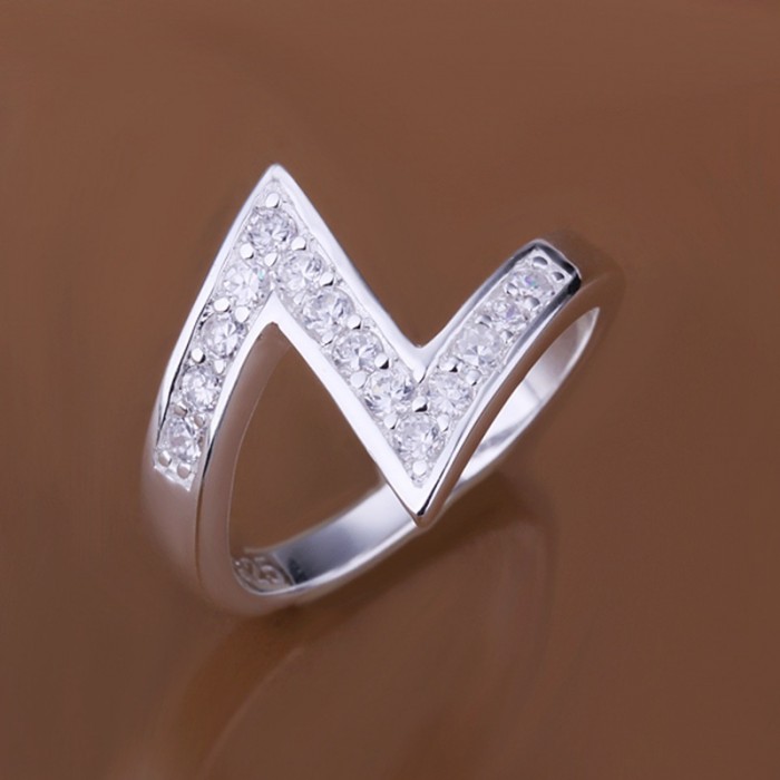 SR154 Fashion Silver Jewelry Crystal Z Rings For Women