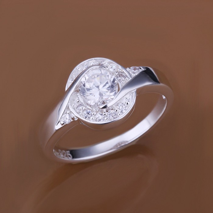 SR157 Fashion Silver Jewelry Crystal Geometry Rings For Women