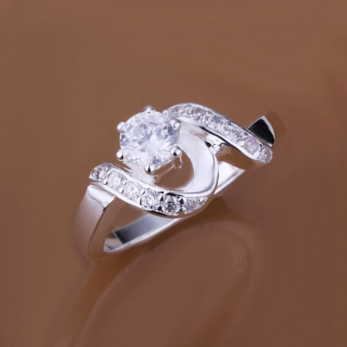 SR158 Fashion Silver Jewelry Crystal Geometry Rings For Women