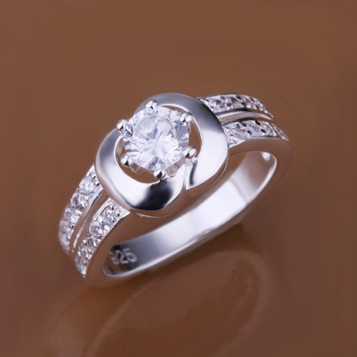 SR163 Fashion Silver Jewelry Crystal Apple Rings For Women