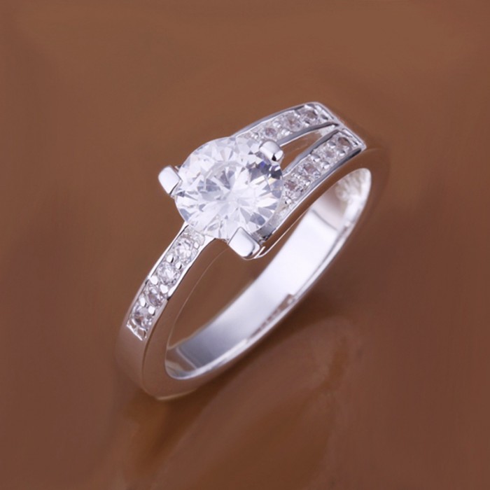 SR164 Fashion Silver Jewelry Crystal Geometry Rings For Women