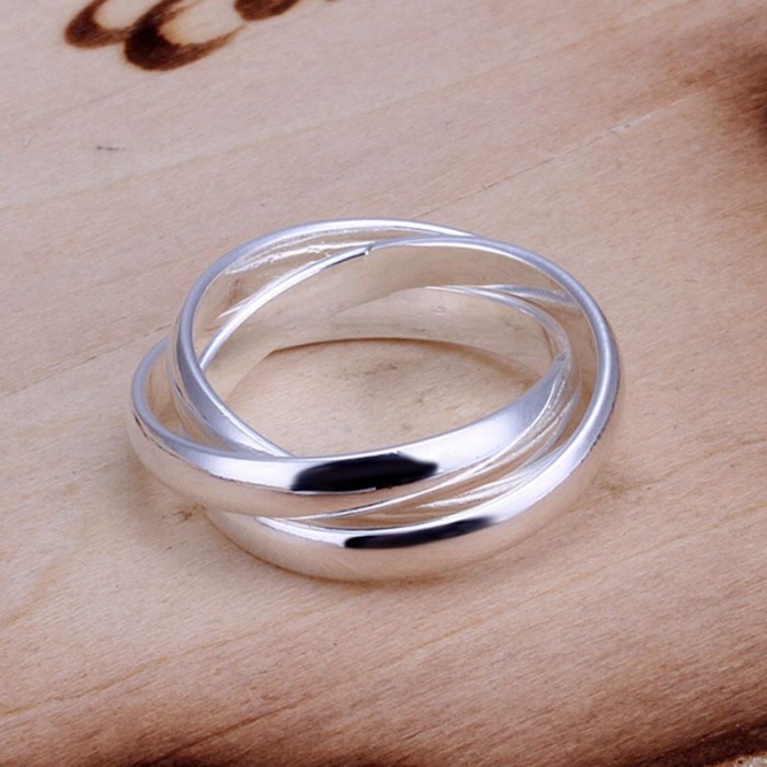 SR167 Fashion Silver Jewelry 3 Circle Rings For Women