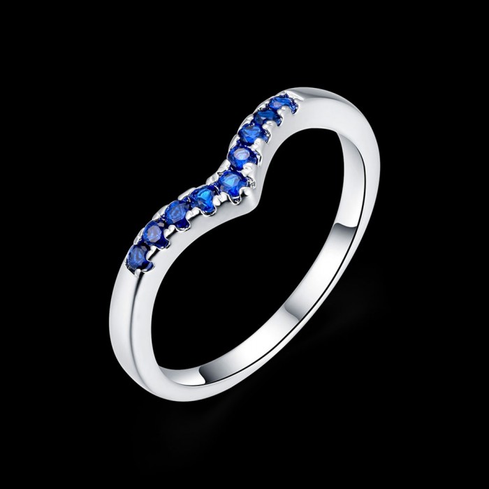SR188 Fashion Silver Jewelry Crystal Blue Rings For Women