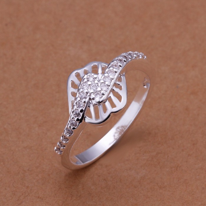 SR193 Fashion Silver Jewelry Crystal Geometry Rings For Women
