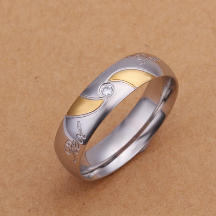 SR227 Fashion Silver Jewelry Crystal Gold Rings For Men