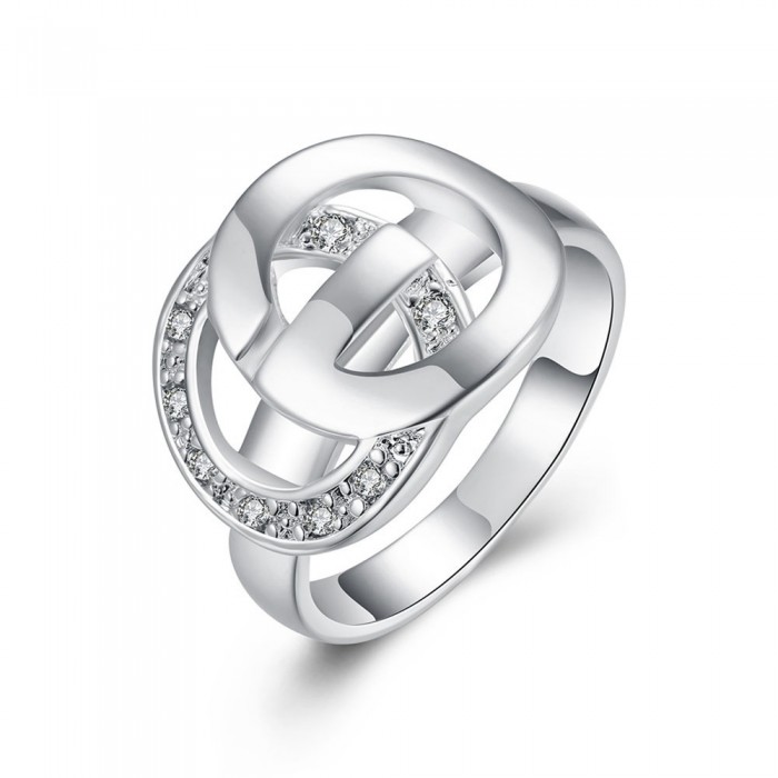 SR291 Fashion Silver Jewelry Crystal Geometry Rings For Women