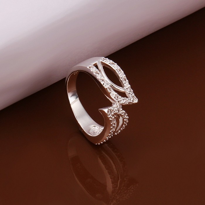 SR297 Fashion Silver Jewelry Crystal Geometry Rings For Women