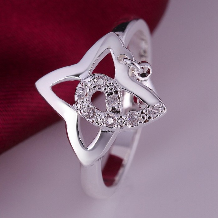 SR306 Fashion Silver Jewelry Crystal Star Rings For Women