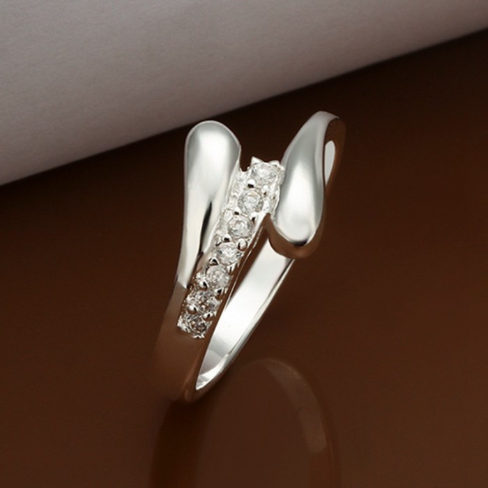 SR320 Fashion Silver Jewelry Crystal Waterdrop Rings For Women