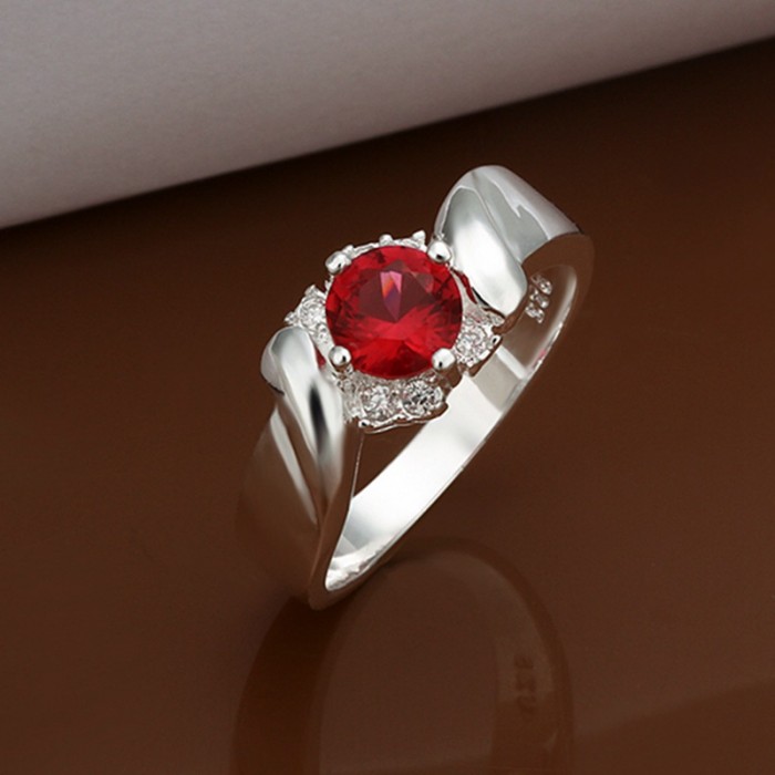 SR367 Fashion Silver Jewelry Red Crystal Rings For Women