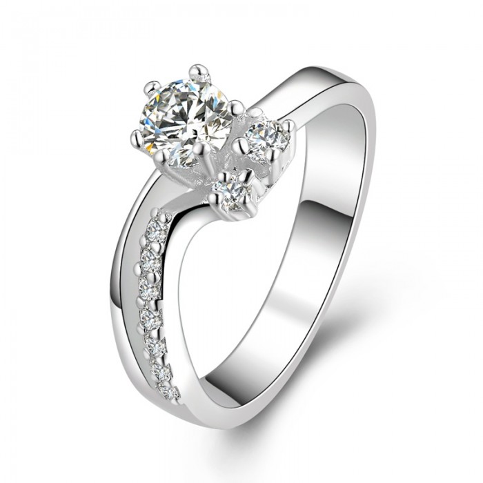 SR383 Fashion Silver Jewelry Crystal Geometry Rings For Women