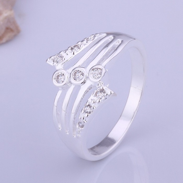 SR410 Fashion Silver Jewelry Crystal Geometry Rings For Women