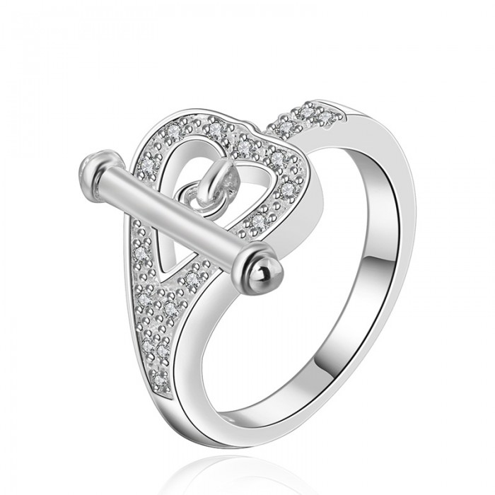 SR470 Fashion Silver Jewelry Crystal Heart Rings For Women